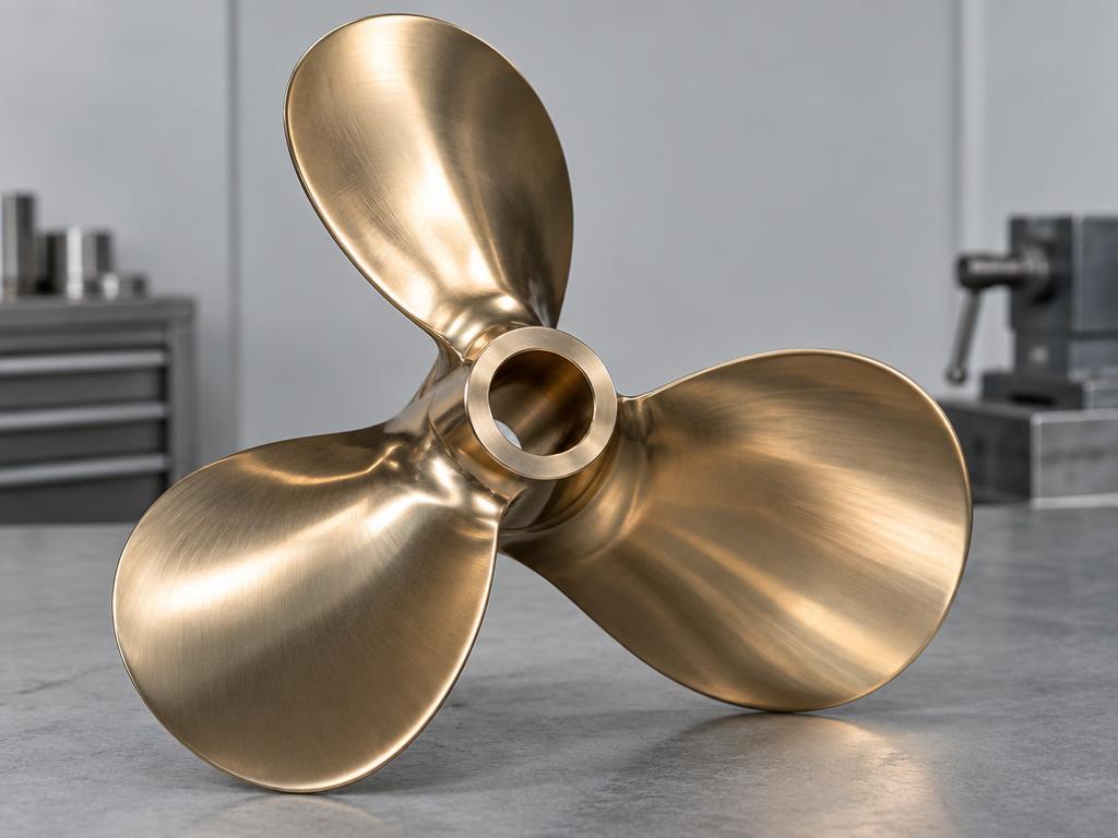 Polished bronze marine propeller